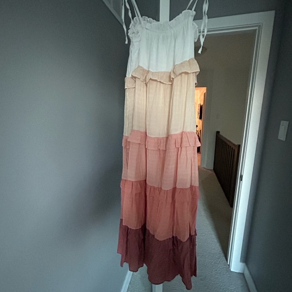 Pinkblush peach ombré ruffle tiered midi dress - Picture 6 of 6